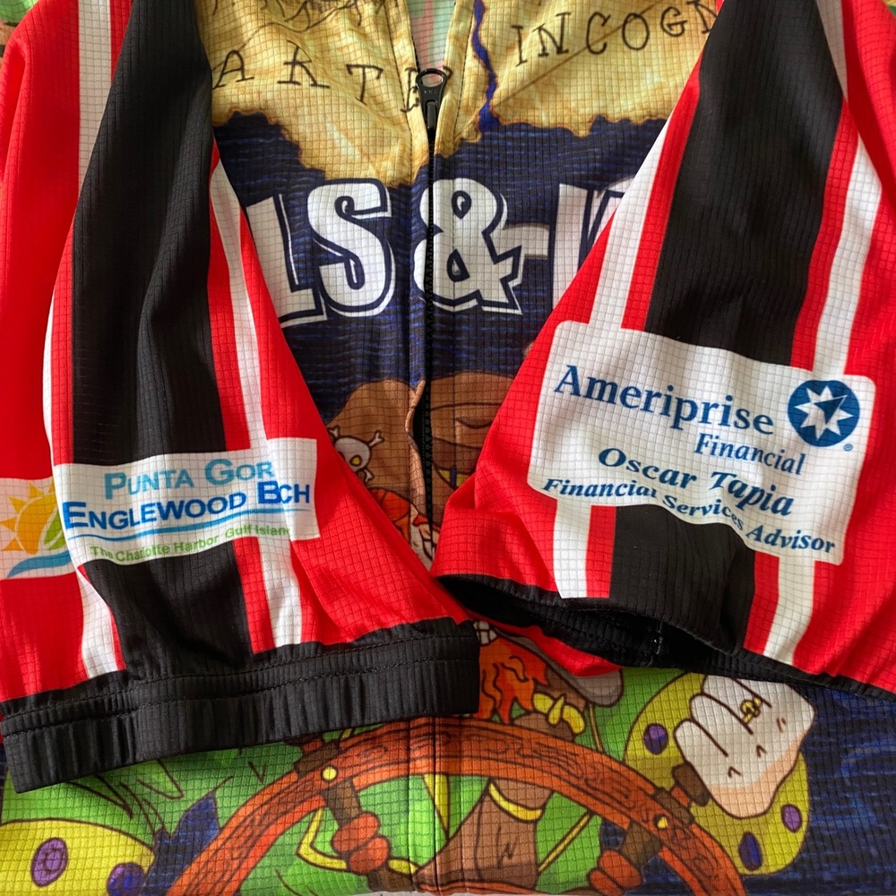 Peak 1 Sports Cycling Jersey Women 2XL Red Pirate Wheels & Wings Event Full Zip - Picture 4 of 8